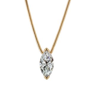 Marquise Moissanite Pendant  925 Sterling Silver Collarbone Necklace