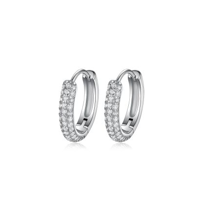 Starry Sky Circle Moissanite 925 Sterling Silver Hoop Earrings