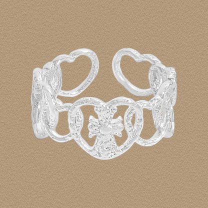 Elegant Hollow Crown Heart By Heart 925 Sterling Silver Adjustable Ring