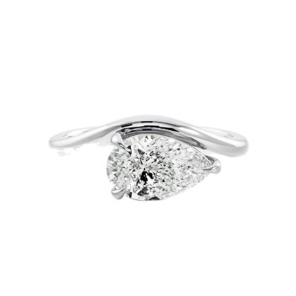 Minimalist Geometric Ring Cubic Zirconia And Pure Metal 925 Sterling Silver 18K Gold Tone White Gold Tone Wave Leaf Clover Pear Cut Open Band Fashion Ring For Women Men