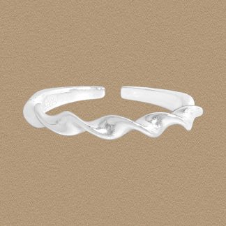 Office Twisted Wave 925 Sterling Silver Adjustable Ring