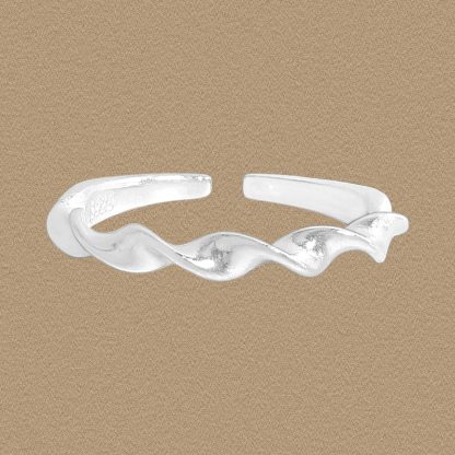 Office Twisted Wave 925 Sterling Silver Adjustable Ring
