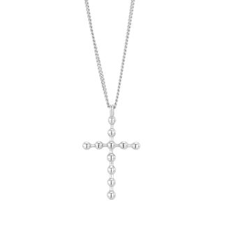 Elegant Cross Design 925 Sterling Silver Necklace with Beaded Chain Style Adjustable Length 18K Gold Plated Fashion for Women Party Gift