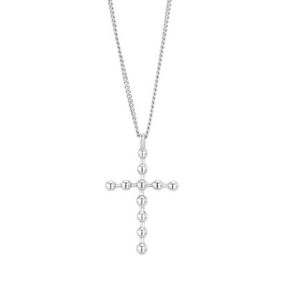 Elegant Cross Design 925 Sterling Silver Necklace with Beaded Chain Style Adjustable Length 18K Gold Plated Fashion for Women Party Gift