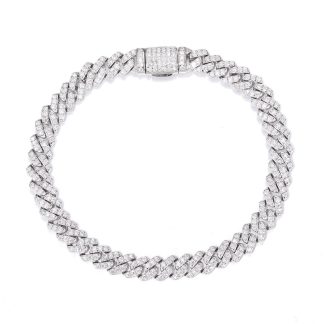 Mossanite Geometric Cuban Link 925 Sterling Silver Bracelet