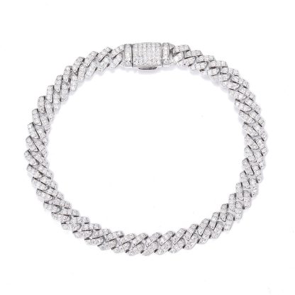 Mossanite Geometric Cuban Link 925 Sterling Silver Bracelet