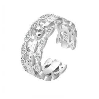 Adjustable Ice Crack Pattern Pure 925 Sterling Silver Ring