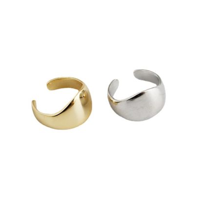 Minimalist U shaped Earring Set  Openwork And Polished 925 Silver Ring