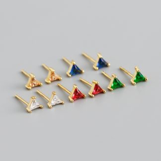 Fashion Jewelry Mini Geometric Triangle Zirconia 925 Sterling Silver Stud Earrings