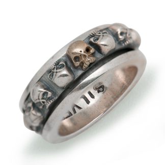 Vintage Men Skull  Words 925 Sterling Silver Ring