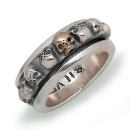 Vintage Men Skull  Words 925 Sterling Silver Ring