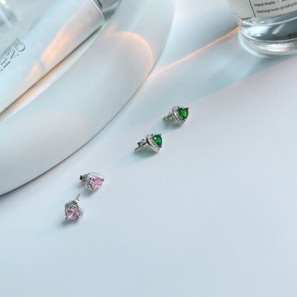 Classic Mini CZ Heart 925 Sterling Silver Stud Earrings