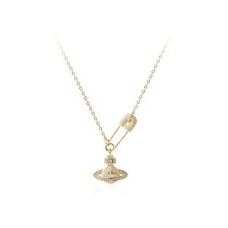 Gift CZ Saturn Planet Pin 925 Sterling Silver Necklace