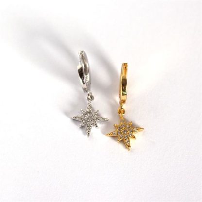 Shining CZ Stars 925 Sterling Silver Leverback Earrings