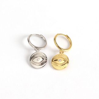 Gift Devil Eye 925 Sterling Silver Hoop Earrings