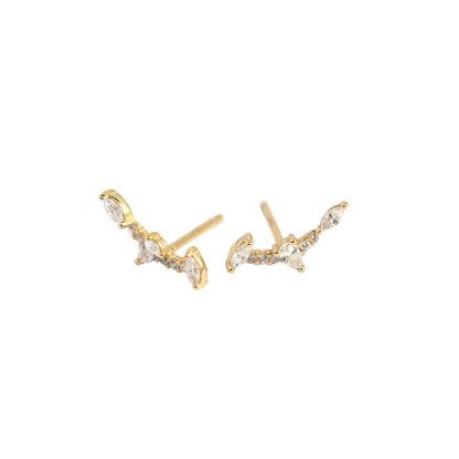 Hot Simple CZ Geometry Bat Wings 925 Sterling Silver Stud Earrings