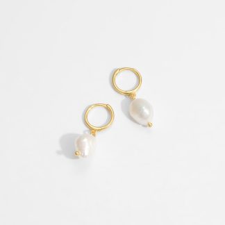 Casual Baroque Irregular Natural Pearl 925 Sterling Silver Dangling Earrings