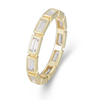 Modern Geometry Baguette Rectangle CZ 925 Sterling Silver Ring