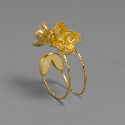Beautiful Jasmine Flower 925 Sterling Silver Adjustable Ring