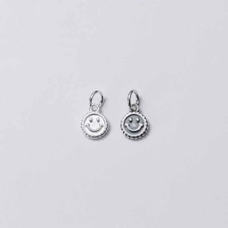 Sweet Smile Matte Round Tag 925 Sterling Silver DIY Pendant