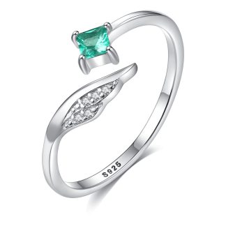Elegant CZ Wing 925 Sterling Silver Adjustable Ring