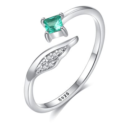 Elegant CZ Wing 925 Sterling Silver Adjustable Ring