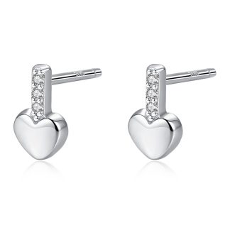 Casual Heart CZ 925 Sterling Silver Dangling Earrings