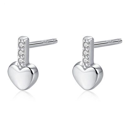 Casual Heart CZ 925 Sterling Silver Dangling Earrings