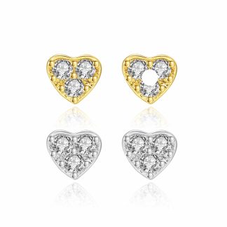 Mini CZ Heart 925 Sterling Silver Stud Earrings
