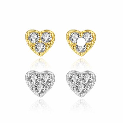 Mini CZ Heart 925 Sterling Silver Stud Earrings