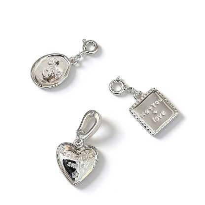 Trendy Heart Shape Letter Pendant Polished 925 Sterling Silver Minimalist Charm