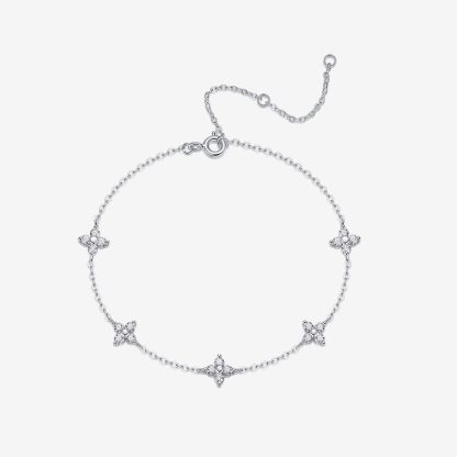 Elegant Moissanite Geometric Star Design S925 Sterling Silver Fashion Bracelet