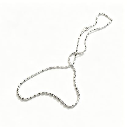 Polished Modern Olive Silver 925 Sterling Silver Minimalist Adjustable Collarbone Bead Chain Necklace