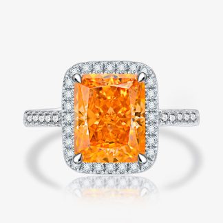 Masculine 7CT 8*10mm Baguette Created High Carbon Diamond CZ Border 925 Sterling Silver Ring