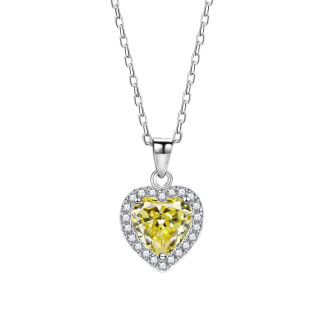 Honey Moon Heart CZ Love 925 Sterling Silver Necklace