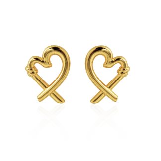 Honey Moon Hollow Heart 999 Sterling Silver Romantic Fine Jewelry Women’s Stud Earrings